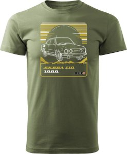Topslang Koszulka z samochodem Skoda 110 R PRL legend męska khaki REGULAR S 1