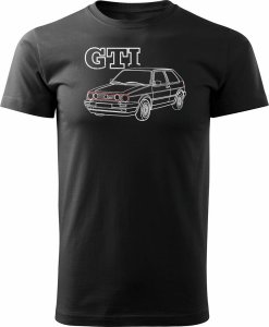 Topslang Koszulka z samochodem VW Golf 2 II męska czarna REGULAR S 1
