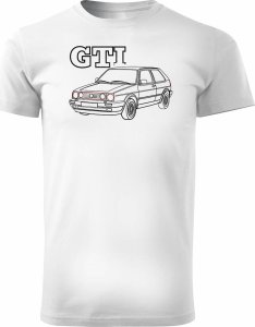 Topslang Koszulka z samochodem VW Golf 2 II męska biała REGULAR S 1