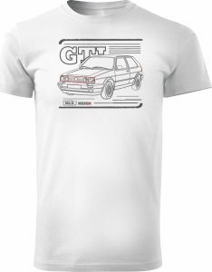 Topslang Koszulka z samochodem VW Golf 2 II męska biała REGULAR S 1