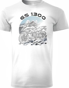 Topslang Koszulka motocyklowa z motocyklem na motor BMW GS R 1300 ADVENTURE męska biała REGULAR XXL 1