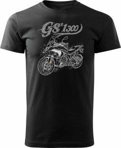 Topslang Koszulka motocyklowa z motocyklem na motor BMW GS R 1300 ADVENTURE męska czarna REGULAR S 1