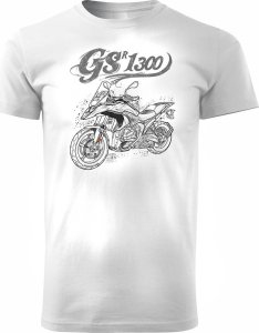 Topslang Koszulka motocyklowa z motocyklem na motor BMW GS R 1300 ADVENTURE męska biała REGULAR M 1