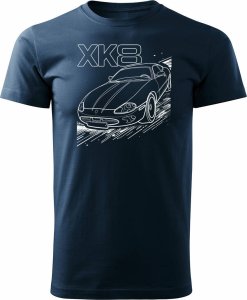 Topslang Koszulka z samochodem jaguar z jaguarem xk8 męska granatowa REGULAR L 1