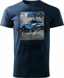 Topslang Koszulka z samochodem Alfa Romeo Giulia Quadrifoglio męska granatowa REGULAR XXL 1