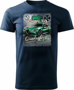 Topslang Koszulka z samochodem Alfa Romeo Giulia Quadrifoglio męska granatowa REGULAR M 1