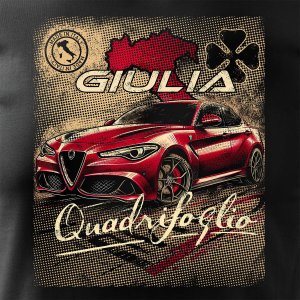 Topslang Koszulka z samochodem Alfa Romeo Giulia Quadrifoglio męska czarna REGULAR XL 2