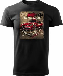 Topslang Koszulka z samochodem Alfa Romeo Giulia Quadrifoglio męska czarna REGULAR L 1