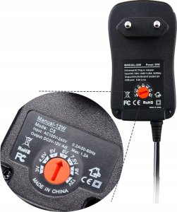 Techrebal UNIWERSALNY ZASILACZ 3V 4.5V 5V 6V 7.5V 9V 12V 2