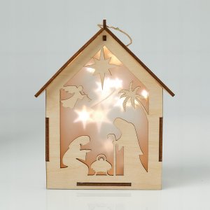 Techrebal LATARNIA LAMPION ADWENTOWY DREWNIANY GWIAZDKI LED 5