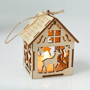 Techrebal LATARNIA LAMPION ADWENTOWY DREWNIANY DOMEK MAŁY 4