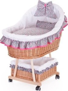 WickerPL Baby Łóżeczko wiklinowe dla niemowląt 90x60 H32/60 cm 2