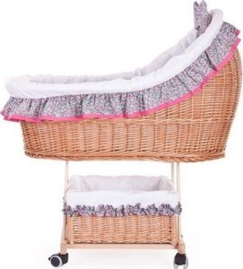 WickerPL Baby Łóżeczko wiklinowe dla niemowląt 90x60 H32/60 cm 3