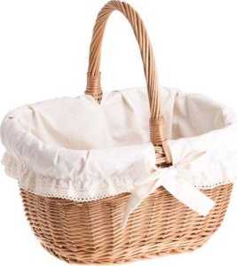 WickerPL Wiklinowy kosz prezentowy kosz zakupowy naturalny z obszyciem 37x29 H19/30 cm 1