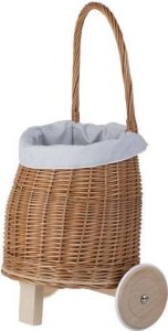 WickerPL LUKE WIKLINOWY WÓZEK PRZYCZEPA DLA CHŁOPCA I DZIEWCZYNKI PCHACZ NA KÓŁKACH Z OBSZYCIEM 24X21 H33/56 CM 11