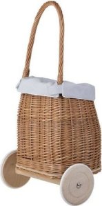 WickerPL LUKE WIKLINOWY WÓZEK PRZYCZEPA DLA CHŁOPCA I DZIEWCZYNKI PCHACZ NA KÓŁKACH Z OBSZYCIEM 24X21 H33/56 CM 13