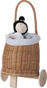 WickerPL LUKE WIKLINOWY WÓZEK PRZYCZEPA DLA CHŁOPCA I DZIEWCZYNKI PCHACZ NA KÓŁKACH Z OBSZYCIEM 24X21 H33/56 CM 8