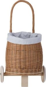 WickerPL LUKE WIKLINOWY WÓZEK PRZYCZEPA DLA CHŁOPCA I DZIEWCZYNKI PCHACZ NA KÓŁKACH Z OBSZYCIEM 24X21 H33/56 CM 10