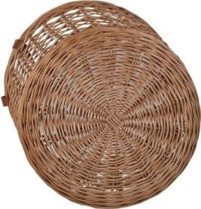 WickerPL Dekoracyjny Okrągły Ażurowy kosz z wikliny doniczka pojemnik ze skórzanymi rączkami 38 H38 cm 3