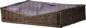 WickerPL Prostokątne legowisko dla psa z szarą poduszką 80X50 H10/19 CM 2