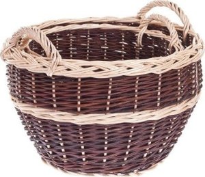 WickerPL Wiklinowy kosz ogrodowy okrągły z uchwytami pojemnik wiklinowy osłonka na doniczkę 50 H32 cm 5