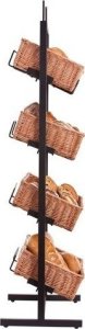 WickerPL Metalowy stojak ekspozycyjny do sklepu lub piekarni z koszami wiklinowymi 46x36 H132/142 cm 3