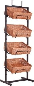 WickerPL Metalowy stojak ekspozycyjny do sklepu lub piekarni z koszami wiklinowymi 46x36 H132/142 cm 5