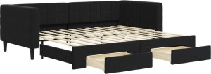 vidaXL vidaXL Sofa rozsuwana z szufladami, czarna, 90x200 cm, aksamit 2