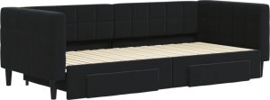 vidaXL vidaXL Sofa rozsuwana z szufladami, czarna, 90x200 cm, aksamit 3