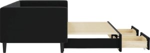 vidaXL vidaXL Sofa rozsuwana z szufladami, czarna, 90x200 cm, aksamit 4