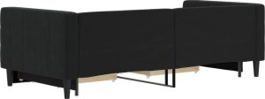 vidaXL vidaXL Sofa rozsuwana z szufladami, czarna, 90x200 cm, aksamit 5