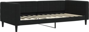vidaXL vidaXL Sofa rozsuwana z szufladami, czarna, 90x200 cm, aksamit 6