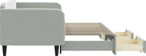 vidaXL vidaXL Sofa rozsuwana z szufladami, jasnoszara, 90x200 cm, aksamit 4