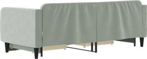 vidaXL vidaXL Sofa rozsuwana z szufladami, jasnoszara, 90x200 cm, aksamit 5