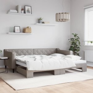 vidaXL vidaXL Sofa rozsuwana, kolor taupe, 90x200 cm, tkanina 1