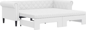 vidaXL vidaXL Sofa rozsuwana z materacami, biała, 90x200 cm, sztuczna skóra 2