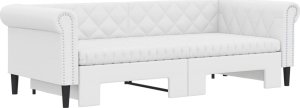 vidaXL vidaXL Sofa rozsuwana z materacami, biała, 90x200 cm, sztuczna skóra 3