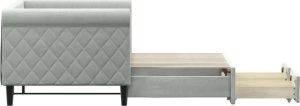 vidaXL vidaXL Sofa rozsuwana z szufladami, jasnoszara, 80x200 cm, aksamit 4