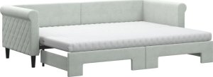vidaXL vidaXL Sofa rozsuwana z materacami, jasnoszara, 80x200 cm, aksamit 2