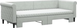vidaXL vidaXL Sofa rozsuwana z materacami, jasnoszara, 80x200 cm, aksamit 3