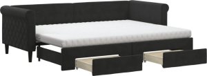 vidaXL vidaXL Sofa rozsuwana z szufladami, czarna, 80x200 cm, aksamit 2
