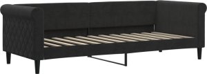 vidaXL vidaXL Sofa rozsuwana z szufladami, czarna, 80x200 cm, aksamit 4