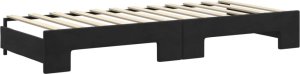 vidaXL vidaXL Sofa rozsuwana z szufladami, czarna, 80x200 cm, aksamit 5