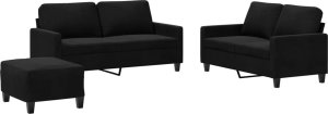 vidaXL vidaXL 3-częściowy komplet wypoczynkowy, obity aksamitem, czarna 2