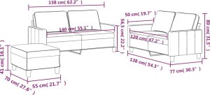 vidaXL vidaXL 3-częściowy komplet wypoczynkowy, obity aksamitem, niebieski 9