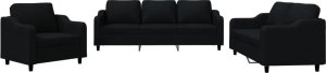 vidaXL vidaXL 3-częściowy komplet wypoczynkowy z poduszkami, czarna, tkanina 2