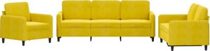 vidaXL vidaXL 3-cz. komplet wypoczynkowy, żółty, obity aksamitem 2
