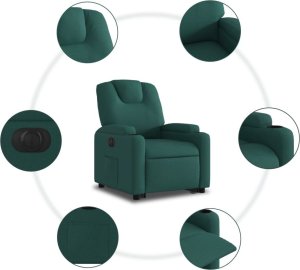 vidaXL vidaXL Podnoszony fotel masujący, elektryczny, rozkładany, zielony 8