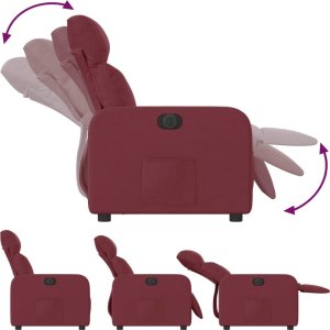 vidaXL vidaXL Elektryczny fotel rozkładany, winna czerwień, obity tkaniną 7