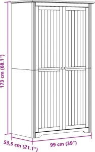 vidaXL vidaXL Szafa BODO, biała, 99x53,5x173 cm, lite drewno sosnowe 8